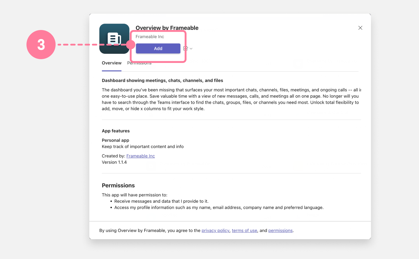 Overview setup modal