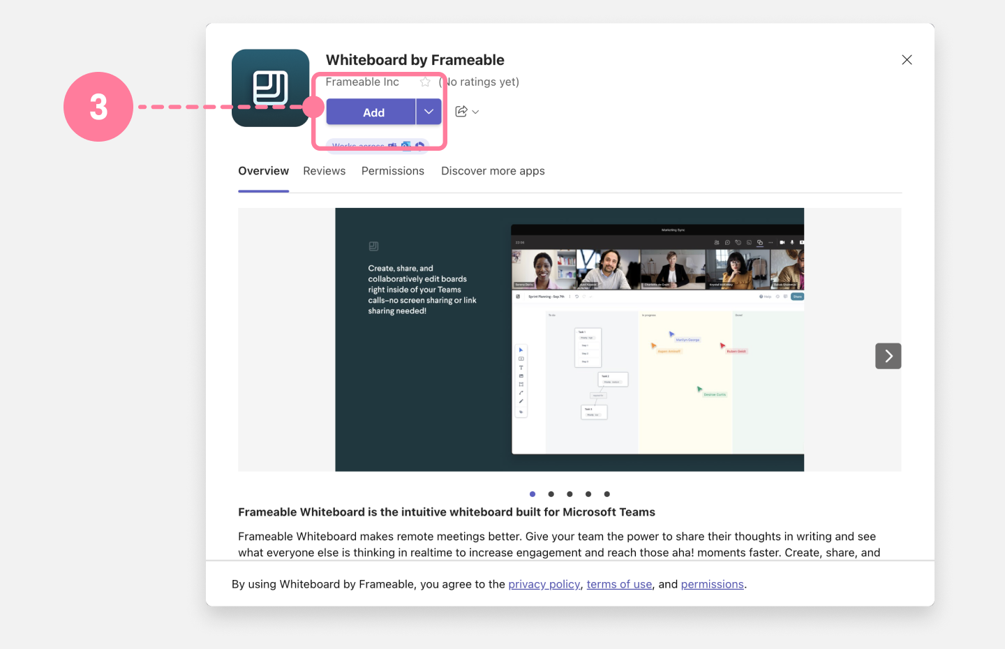 Whiteboard set up modal
