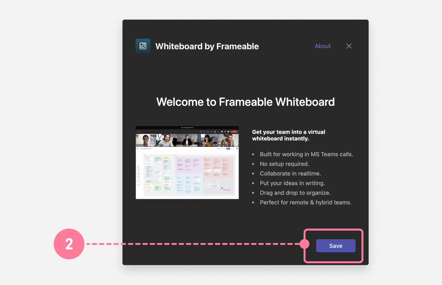 Whiteboard welome modal