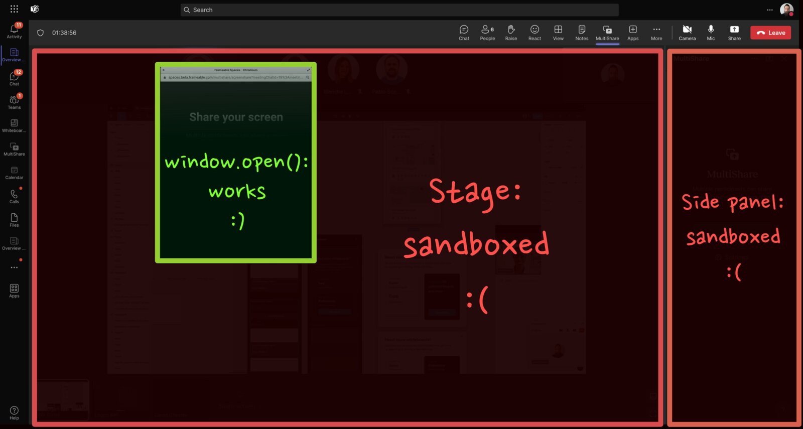 Side panel and stage contexts don't allow display-capture, but a popup window is on our own origin, so we can do from there